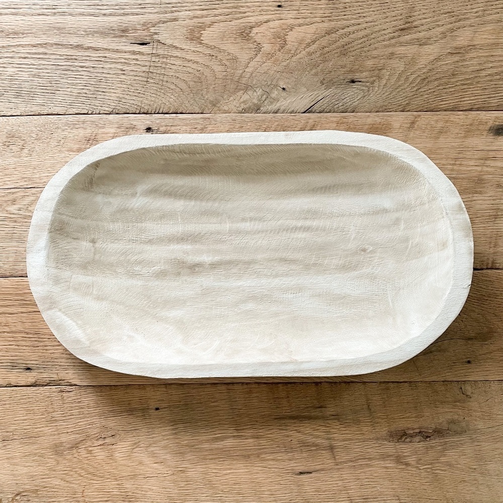 Oval Carved Wood Tray Dough Bowl